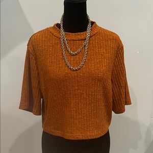 Women's Orange Ribbed Top